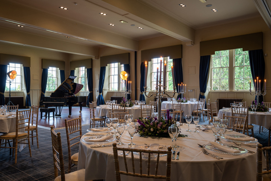 Duncan Rooms in The Crichton set up for a wedding breakfast.